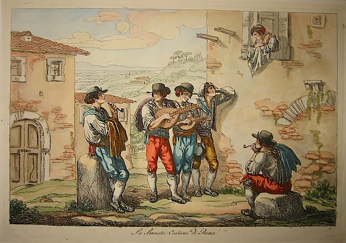 Pinelli Bartolomeo (1781-1835) La Serenata - Costumi di Roma 1809 Roma  